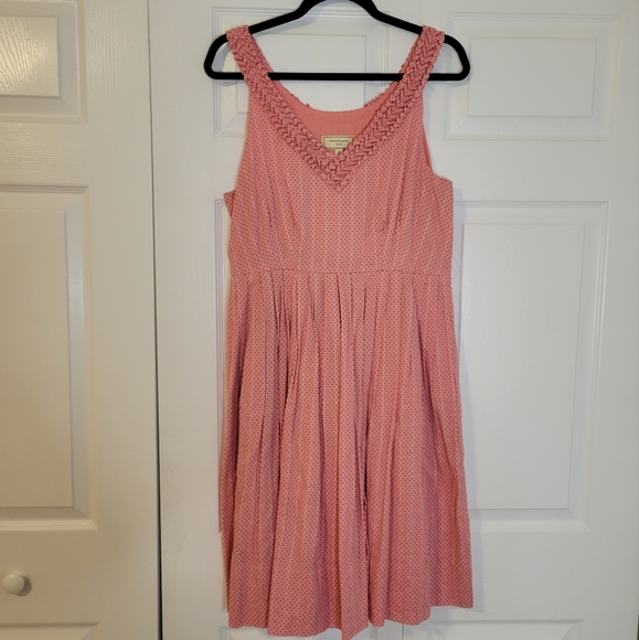 Moulinette Soeurs Dress - A-Line V-Neck dress pink with navy polka dots - Picture 2 of 4